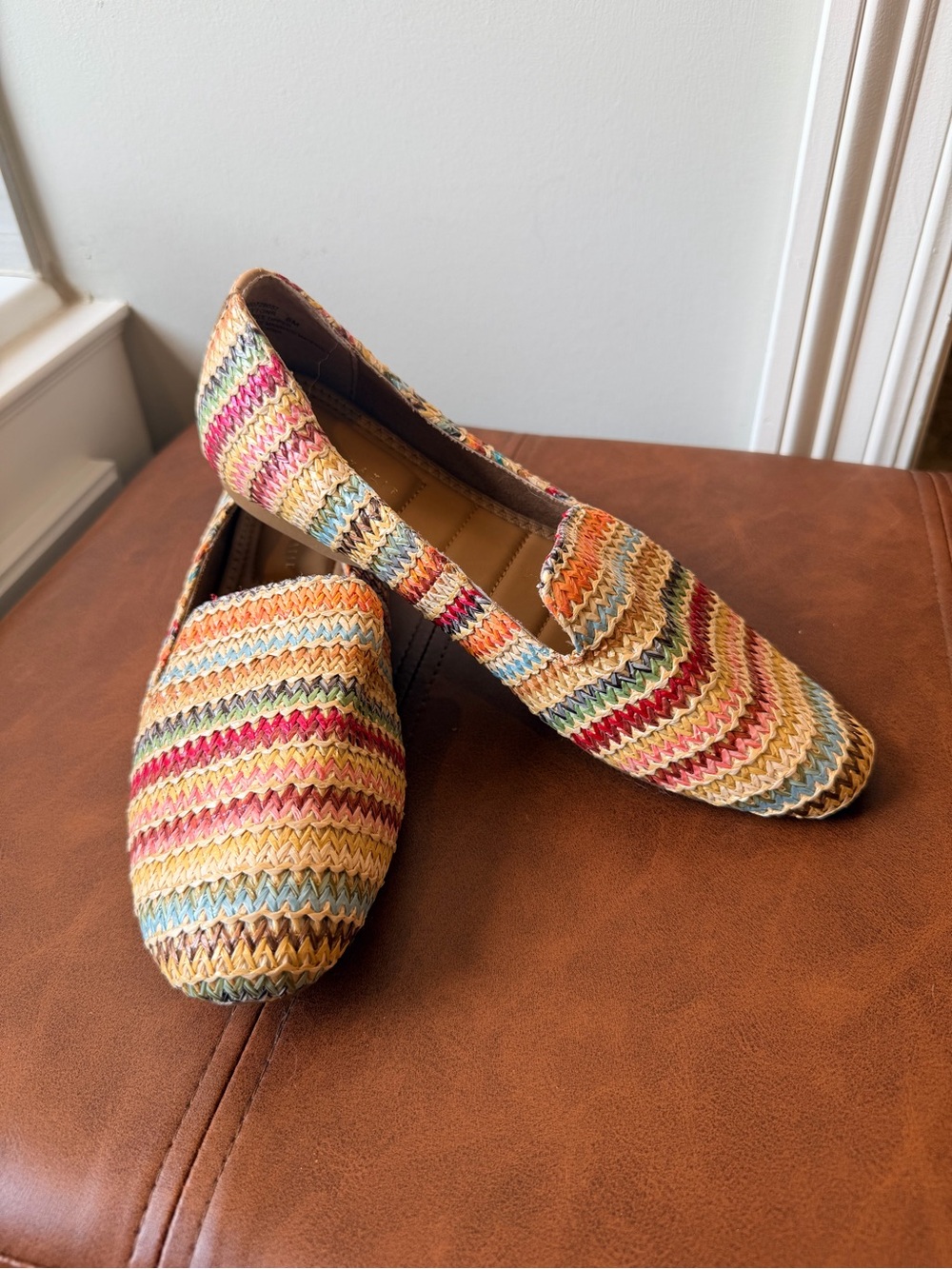 Kelly & Katie Multicolor Woven Slip-On Flats - Tan, Red, Blue, Green